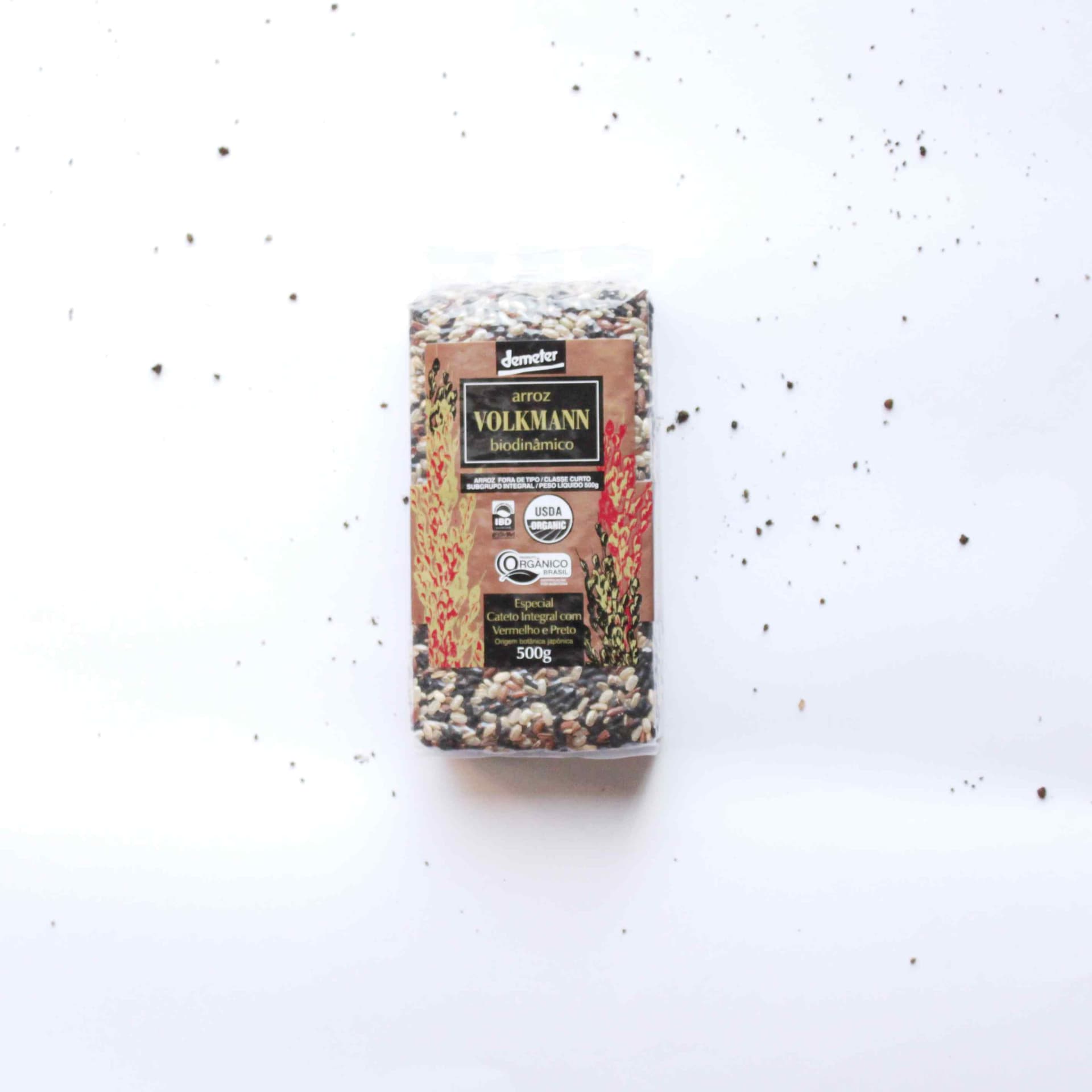 Arroz Cateto Integral Vermelho e Preto Orgânico Biodinâmico 500g - Volkmann