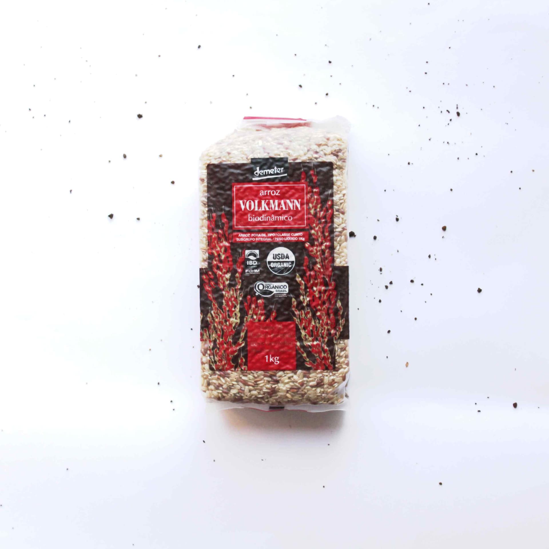Arroz Cateto Integral Vermelho Orgânico Biodinâmico 1kg - Volkmann