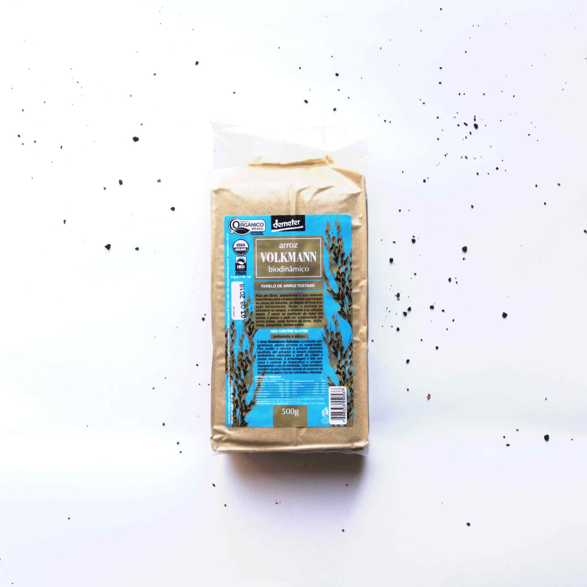 Farelo de Arroz Tostado Orgânico Biodinâmico 500g - Volkmann