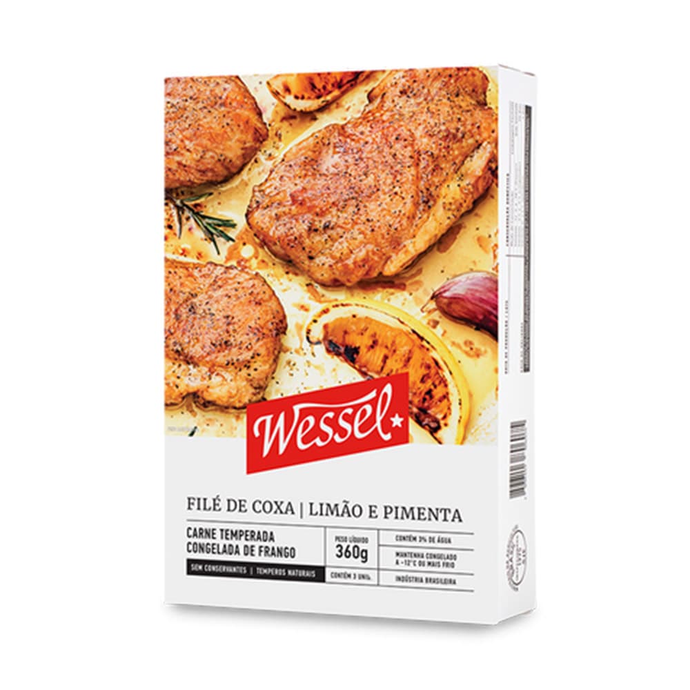 Filé de Coxa de Frango com Limão e Pimenta Congelado 360g - Wessel