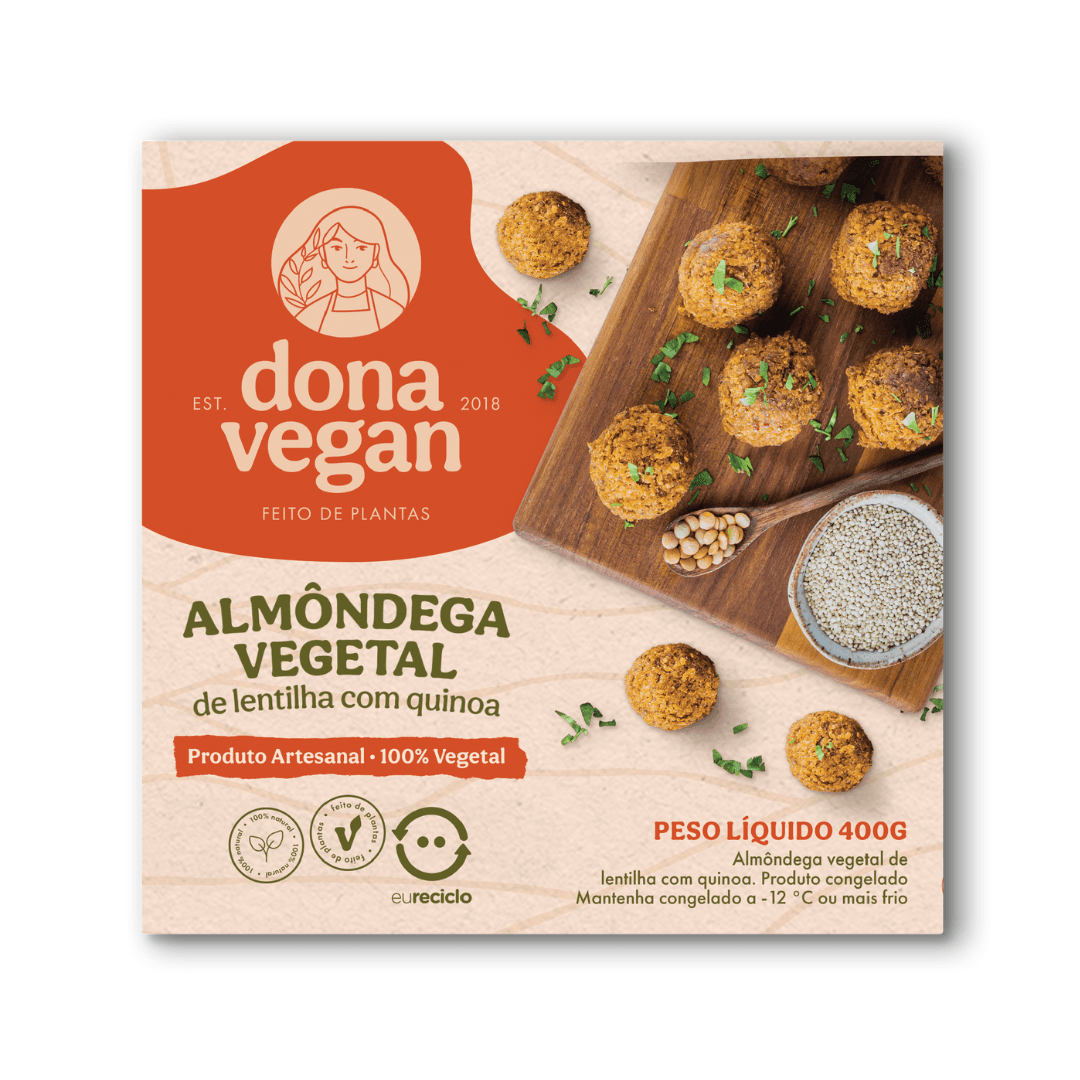 Almôndega de Lentilha com Quinoa 400g - Dona Vegan