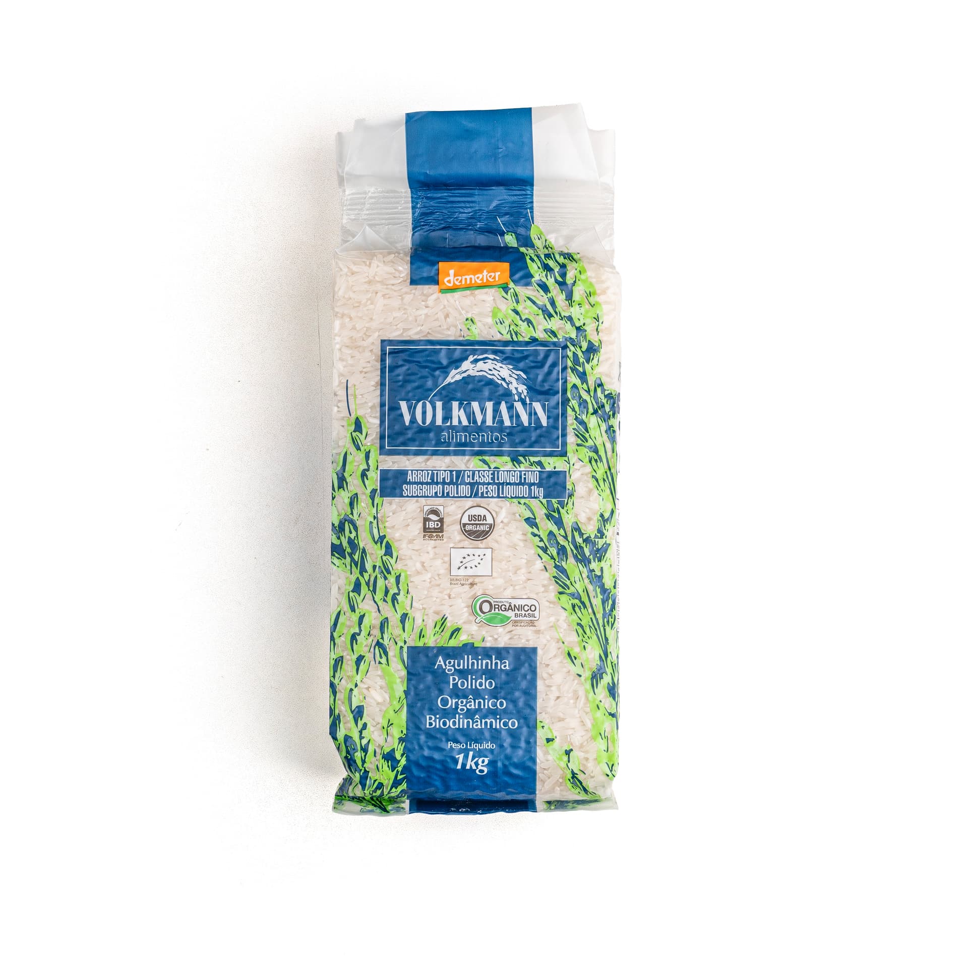 Arroz Agulinha Polido Orgânico Biodinâmico 1kg - Volkmann