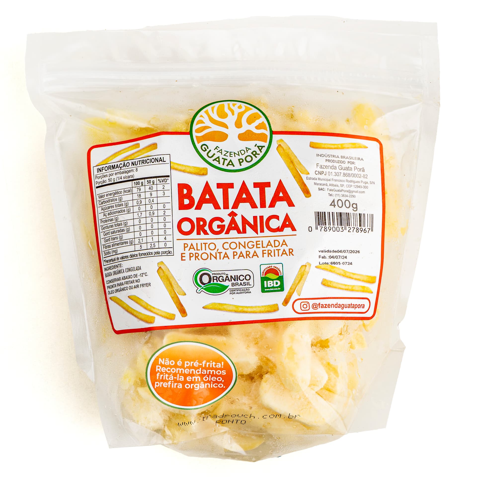 Batata Palito Congelada Orgânica 400g - Fazenda Guata Porã
