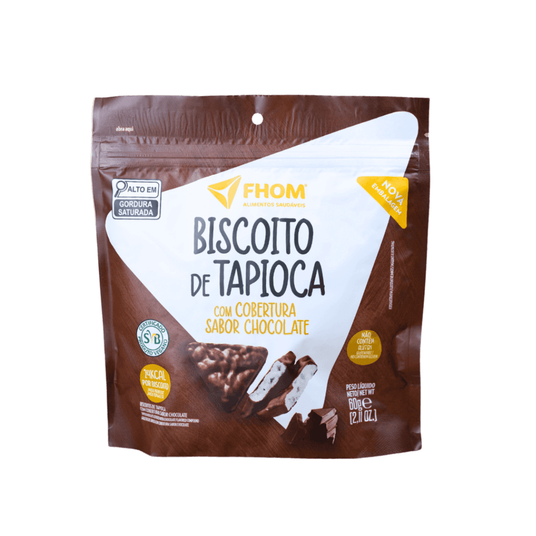 Biscoito de Tapioca com Cobertura de Chocolate 60g  - Fhom