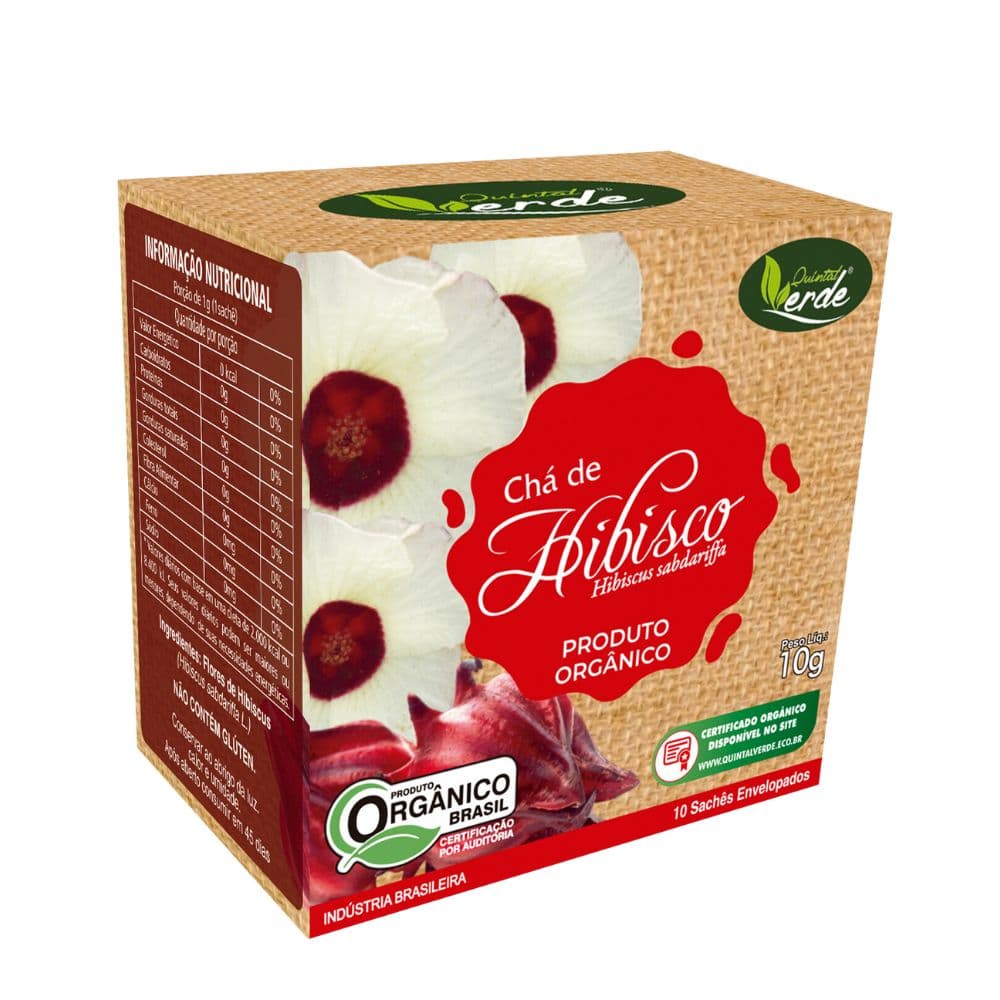 Chá de Hibisco Orgânico Sachê 10g - Quintal Verde