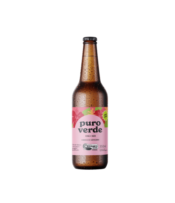 Chá Gaseificado Hibisco e Gengibre 350ml - Puro Verde