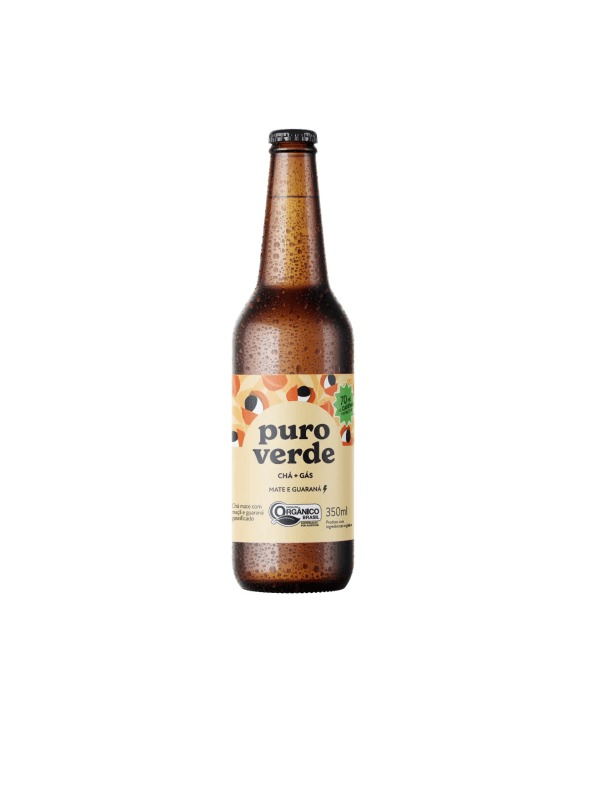 Chá Gaseificado Mate e Guaraná Orgânico 350ml - Puro Verde