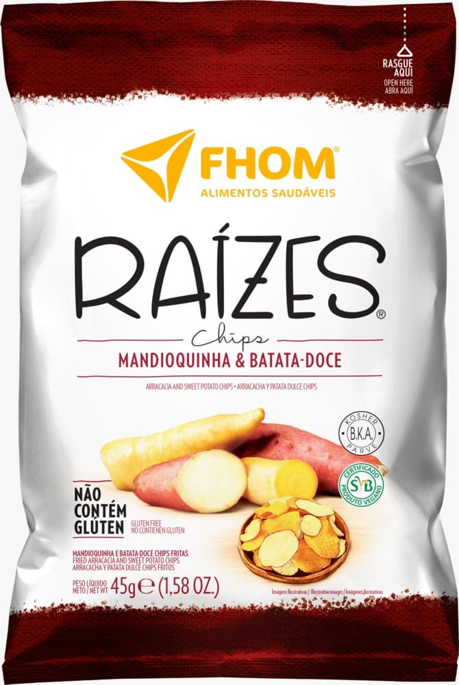 Chips de Batata Doce com Mandioquinha 45g - Fhom