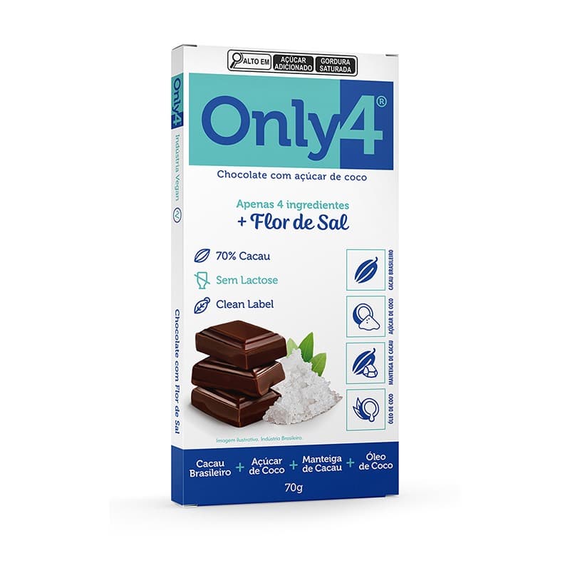 Chocolate 70% Cacau com Flor de Sal 70g - Only4