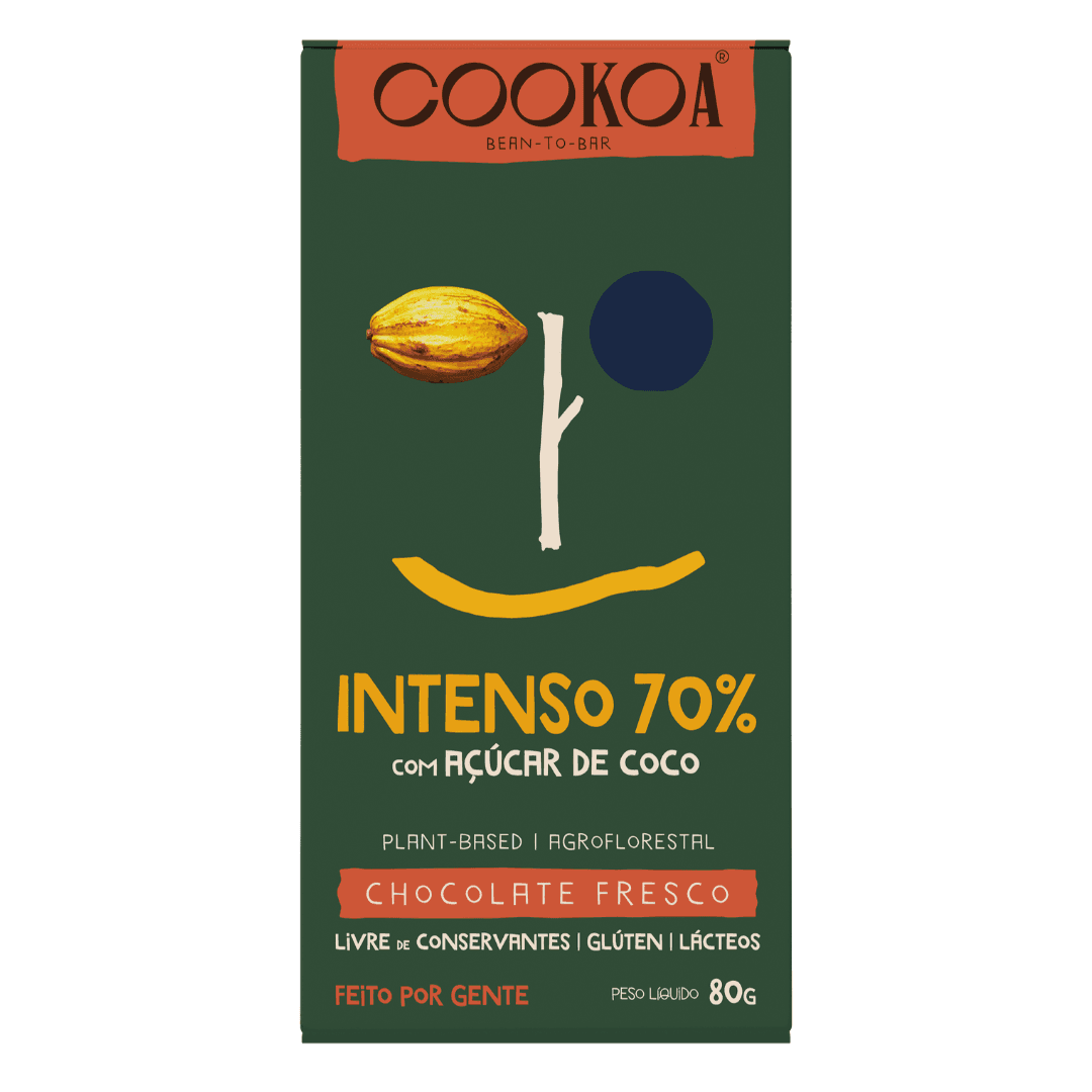 Chocolate 70% com Açúcar de Coco 80g - Cookoa
