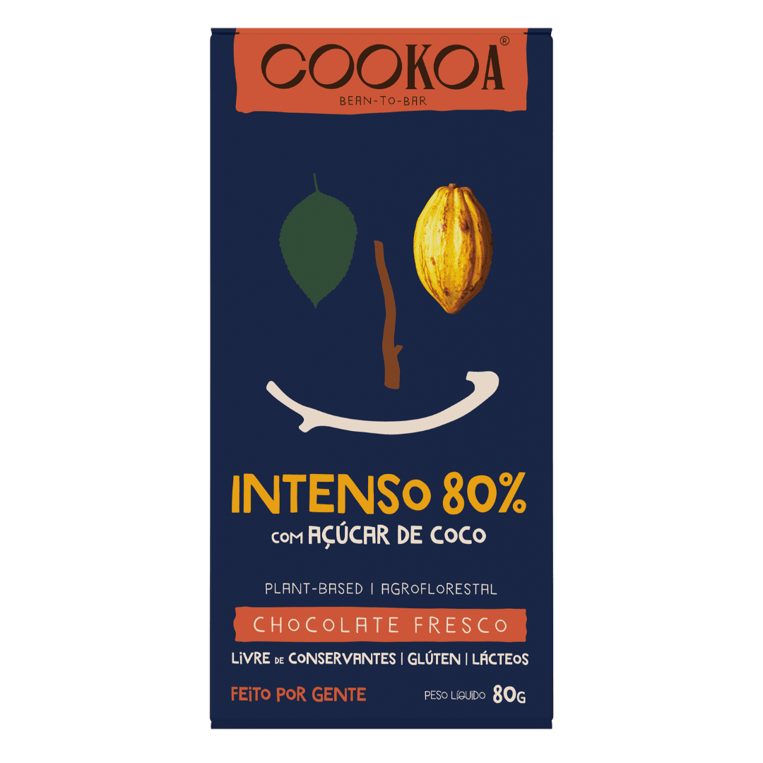 Chocolate 80% com Açúcar de Coco 80g - Cookoa