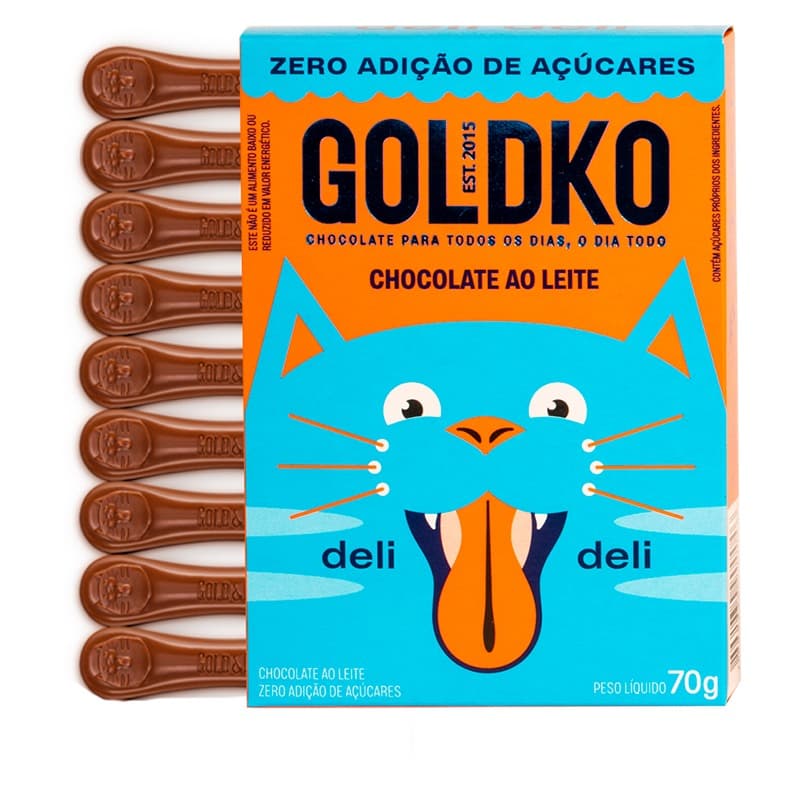 Chocolate ao Leite Deli Deli Zero Açúcar 70g - Goldko
