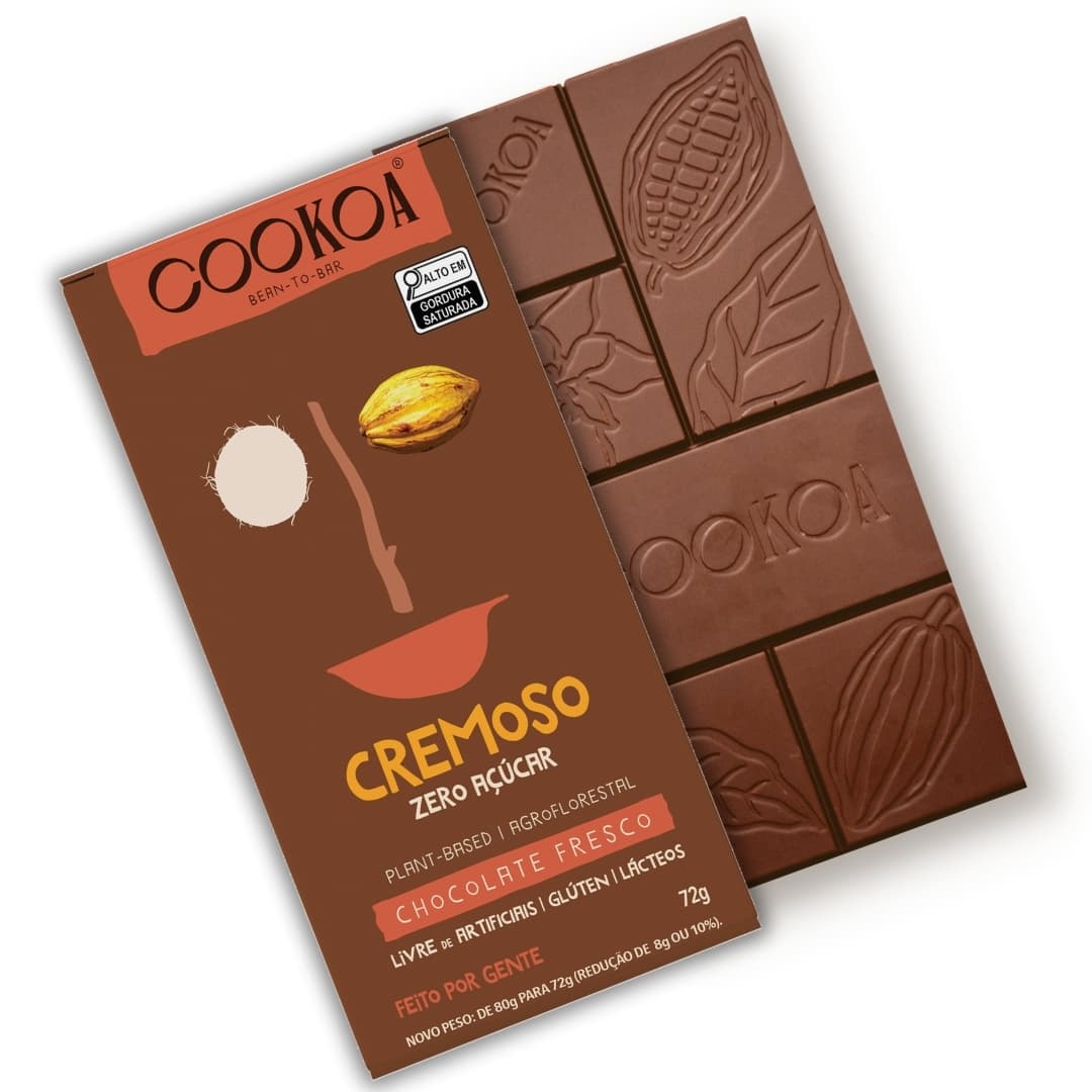 Chocolate Cremoso Zero Açúcar 72g - Cookoa
