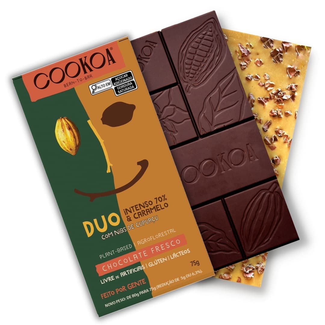 Chocolate Duo Intenso 70% e Caramelo 75g - Cookoa