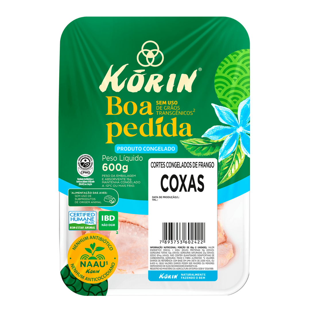 Coxas de Frango Natural Congeladas 600g - Korin