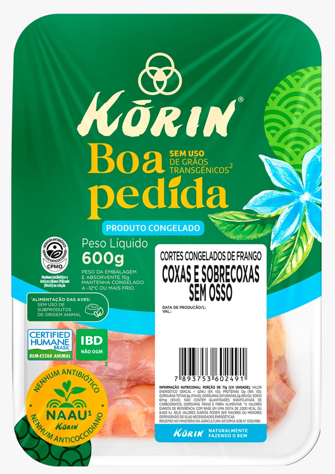 Coxas e Sobrecoxa Sem Ossos Congeladas 600g - Korin