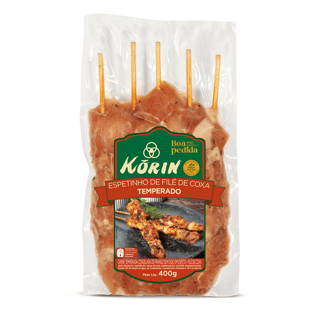 Espetinho de Filé de Coxa Temperado Congelado 400g - Korin
