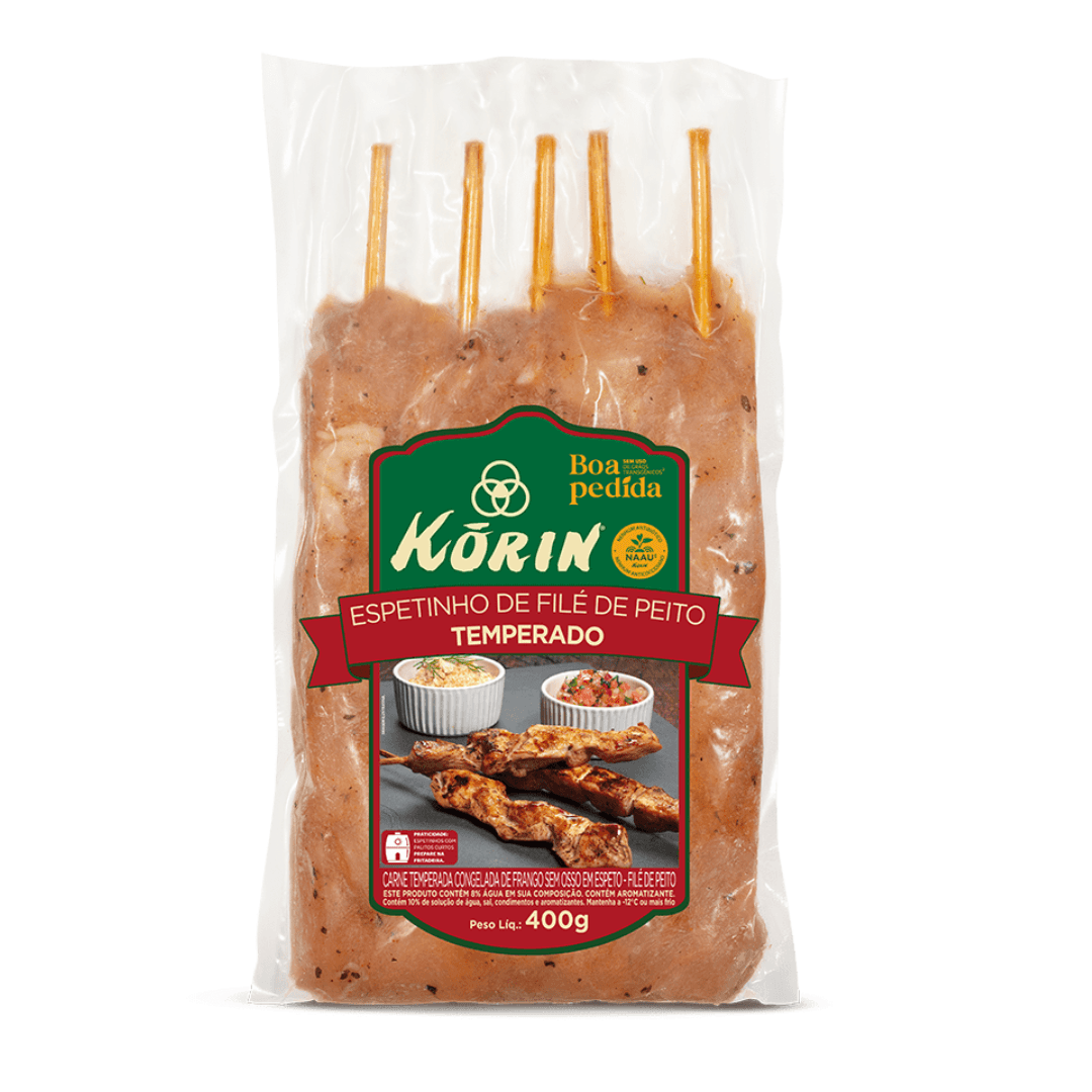 Espetinho de Filé de Peito Tempero Congelado 400g - Korin