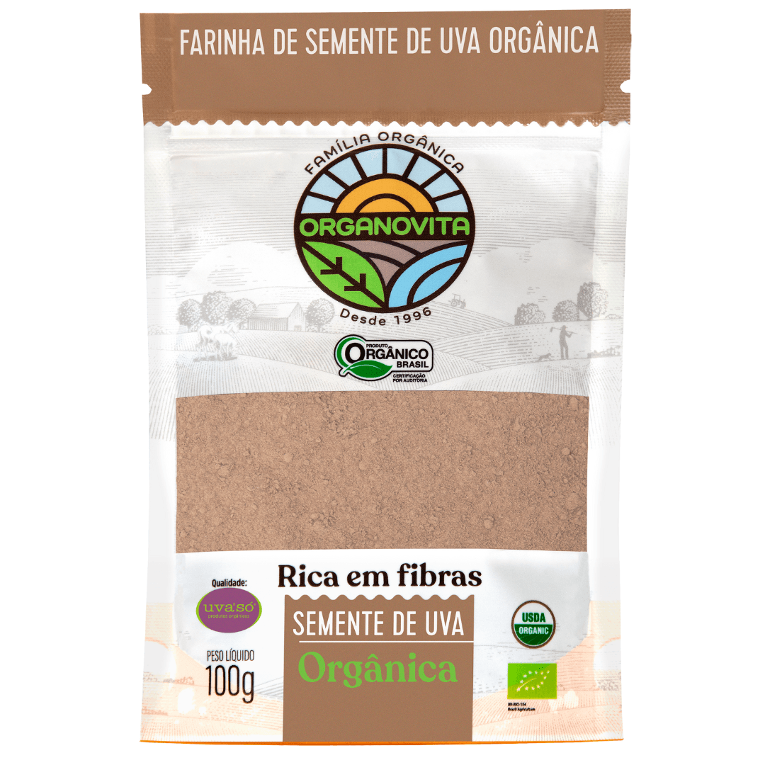 Farinha de Semente de Uva Orgânica 100g - Organovita