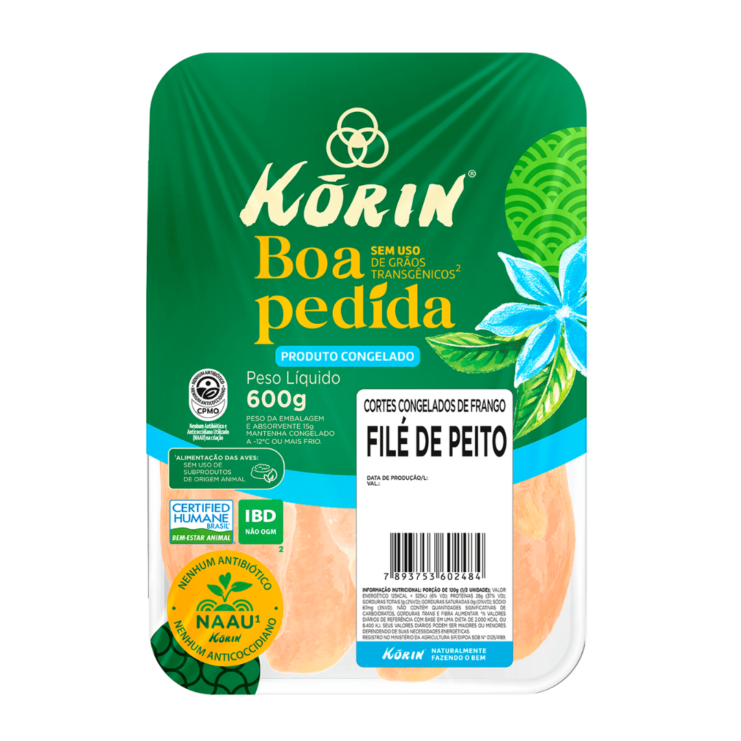 Filé de Peito Natural Congelado 600g - Korin