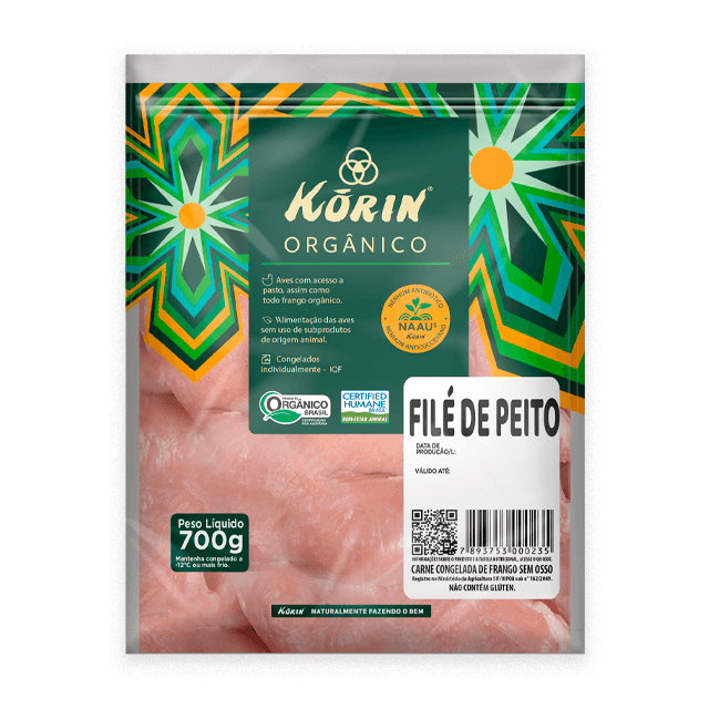 Filé de Peito Orgânico Congelado 700g - Korin