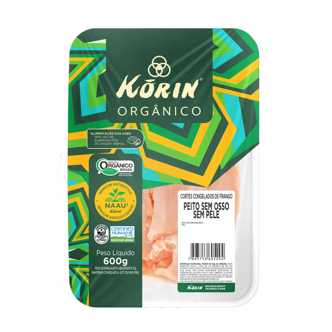 Filé de Peito Orgânico Congelado 600g - Korin