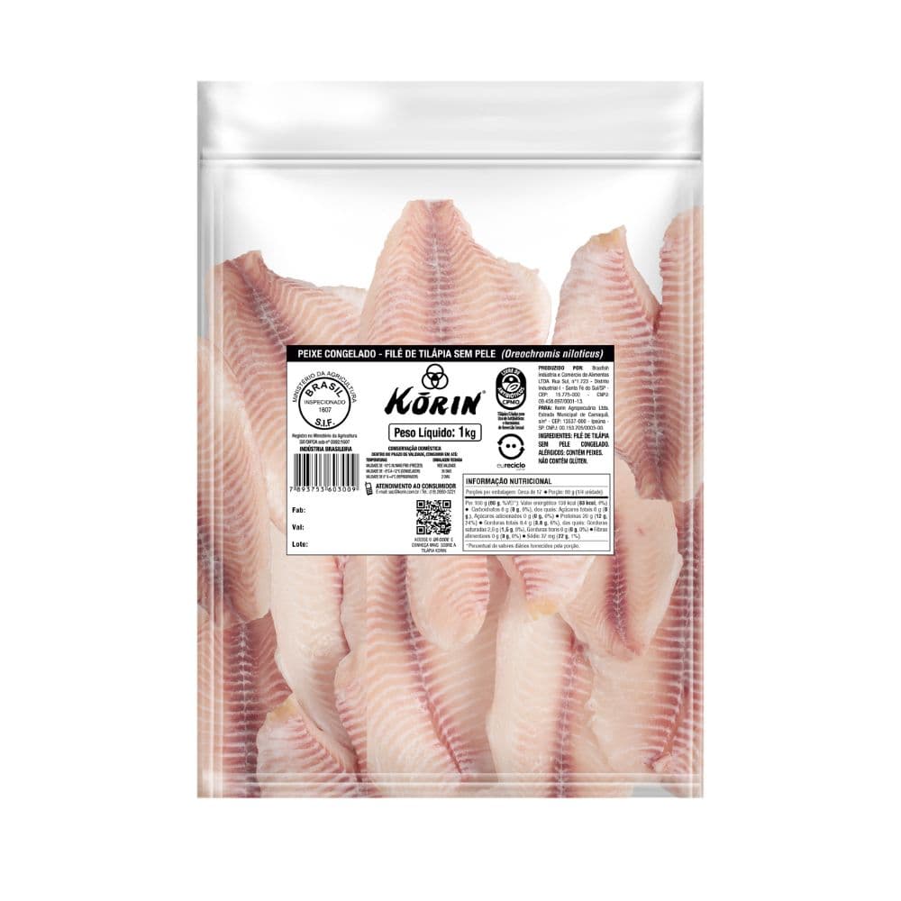 Filé de Tilápia Sem Pele 1Kg - Korin