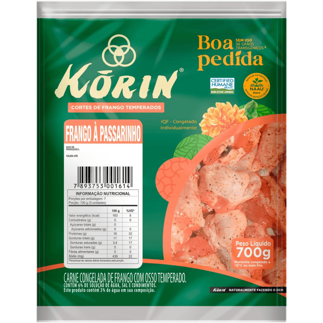 Frango à Passarinho Temperado 700g - Korin
