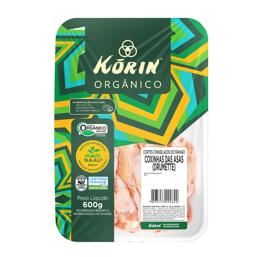 Frango Coxinha da Asa Congelado Orgânico 600g - Korin