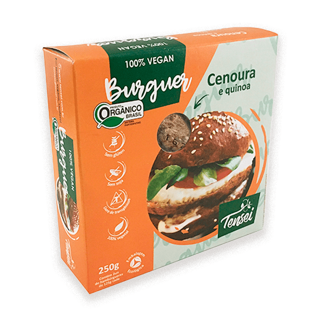 Hambúrguer Cenoura e Quinoa Orgânico 200g - Tensei