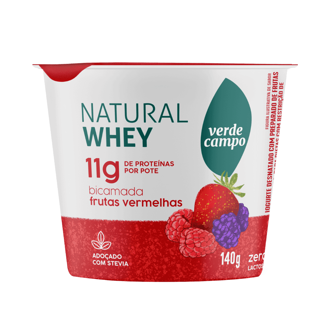 Iogurte Natural Whey Frutas Vermelhas 140g - Verde Campo