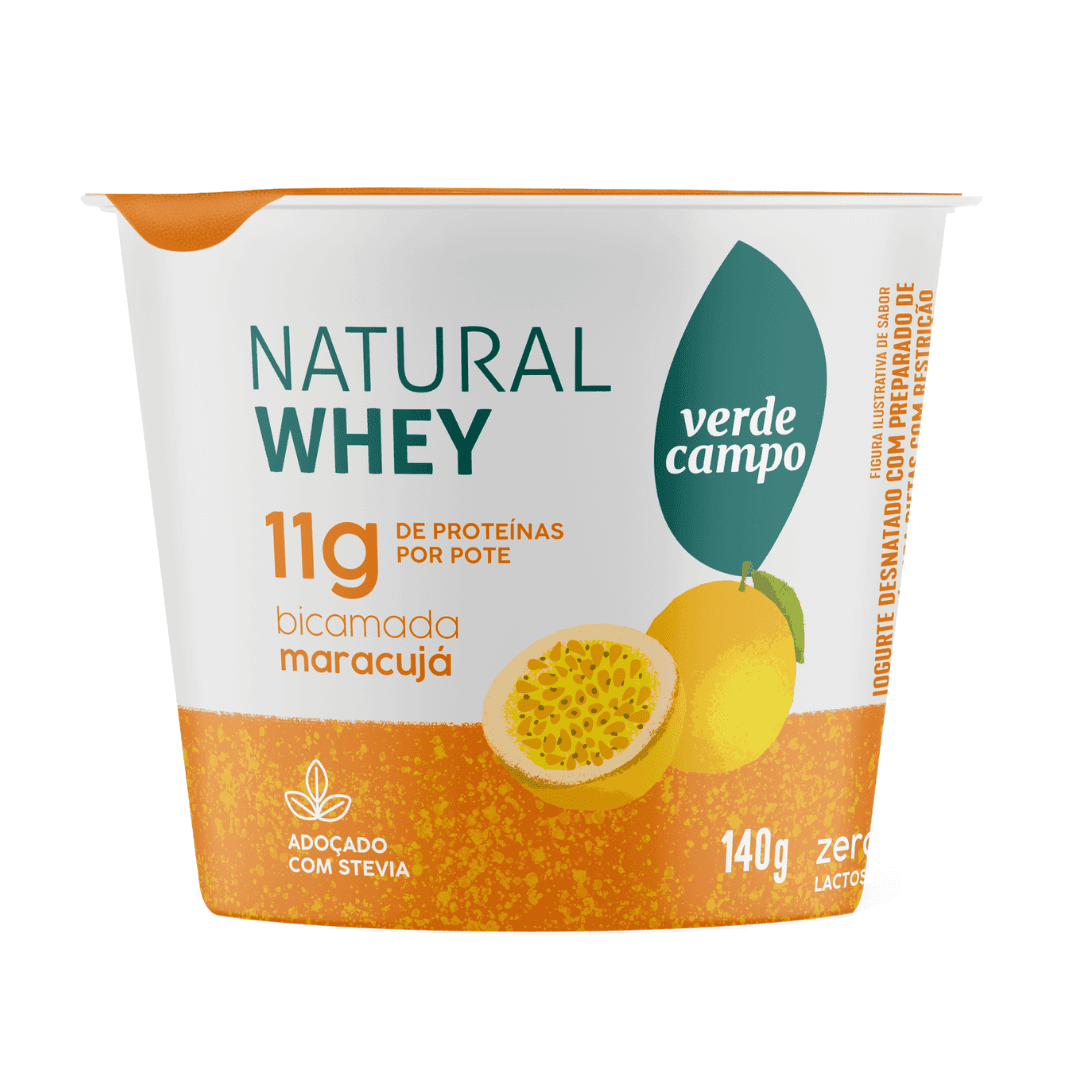 Iogurte Natural Whey Maracujá 140g - Verde Campo