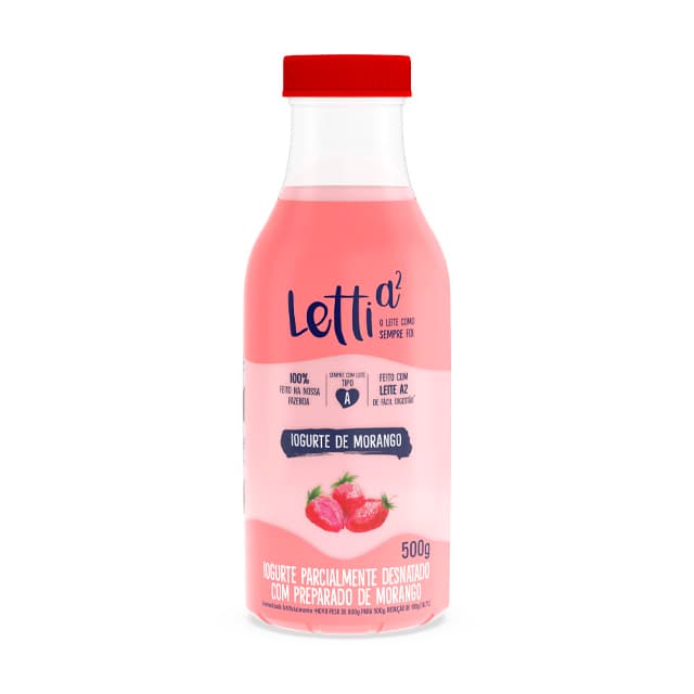 Iogurte Parcialmente Desnatado sabor Morango 500g - Letti