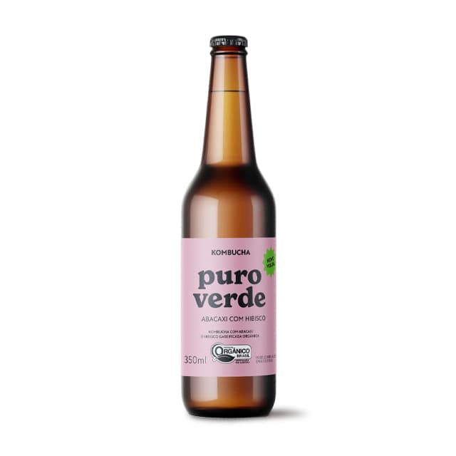 Kombucha Hibisco com Abacaxi Orgânica 350ml - Puro Verde