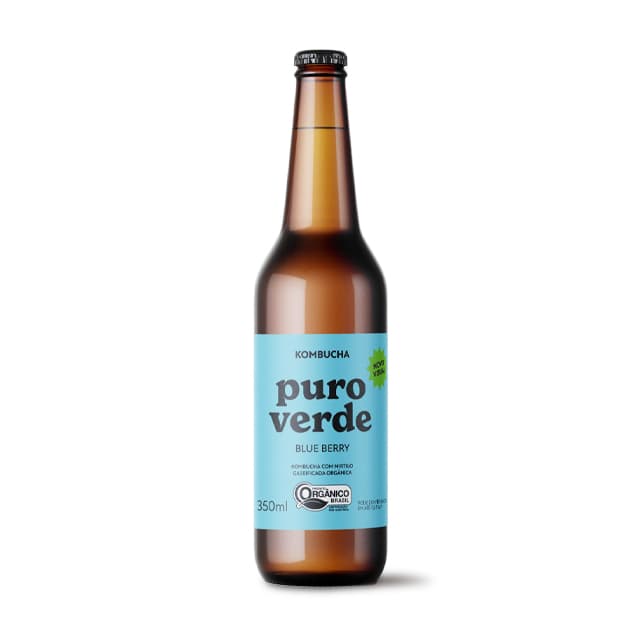 Kombucha Mirtilo Orgânica 350ml - Puro Verde