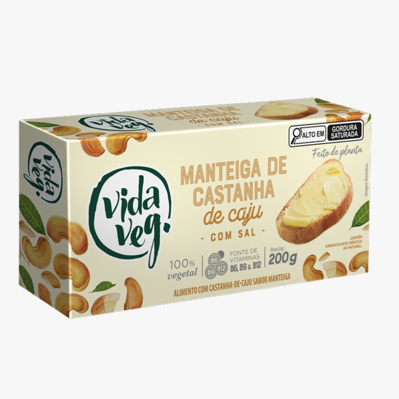 Manteiga de Castanha de Caju Vegana Tablete 200g - VidaVeg