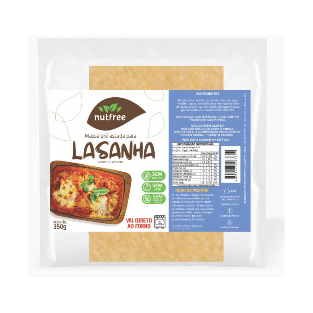 Massa para Lasanha Sem Glúten 350g - NutFree