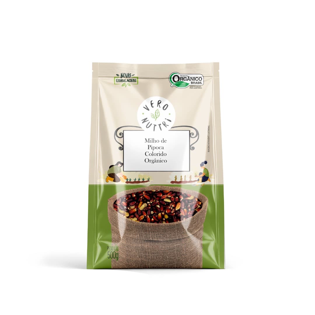 Milho de Pipoca Colorido Orgânico 500g - Vero Nuttri