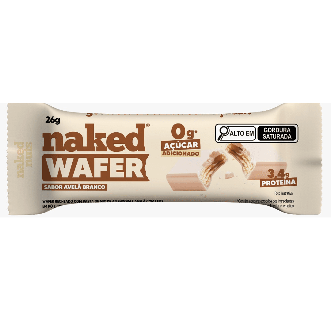 Naked Wafer Avelã Branco 26g - Naked Nuts