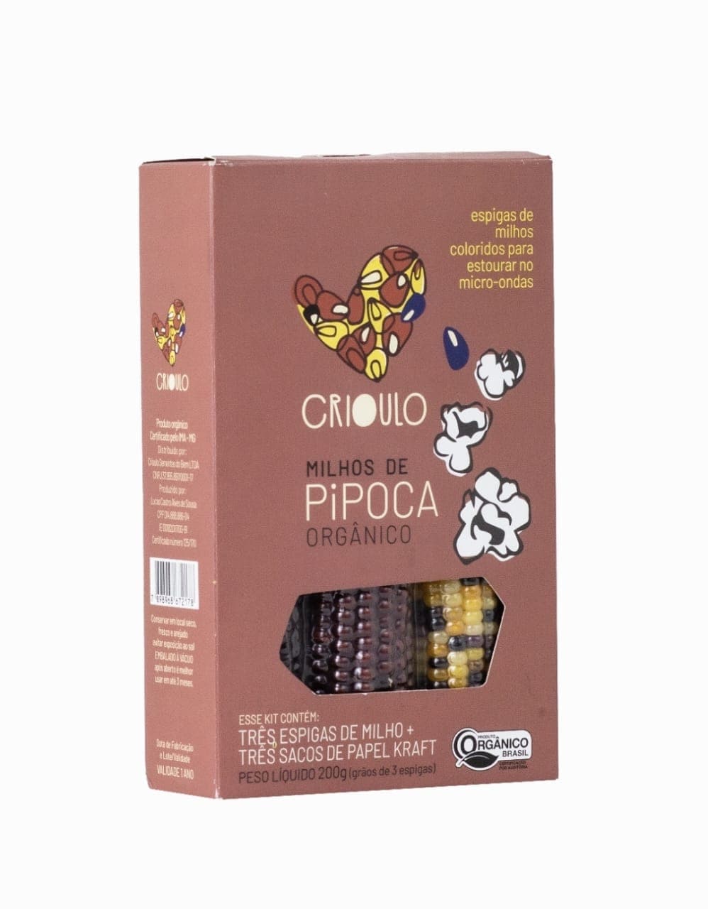 Pipoca na Espiga de Milho Orgânico 200g - Crioulo