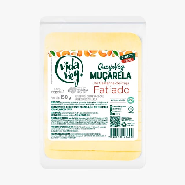 Queijo Veg Muçarela de Castanha de Caju Fatiado 150g - VidaVeg