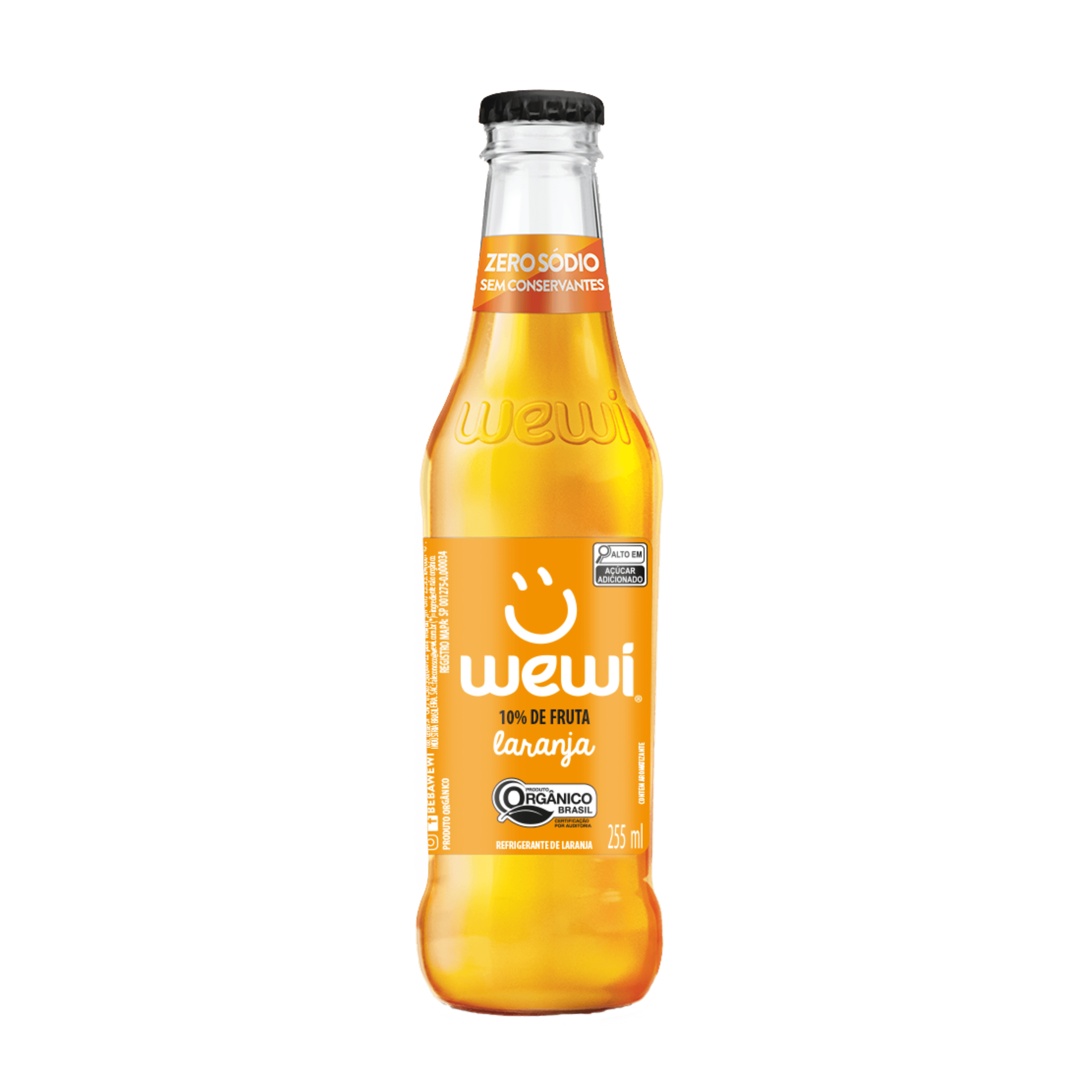 Refrigerante de Laranja Orgânico Garrafa 255ml - Wewi