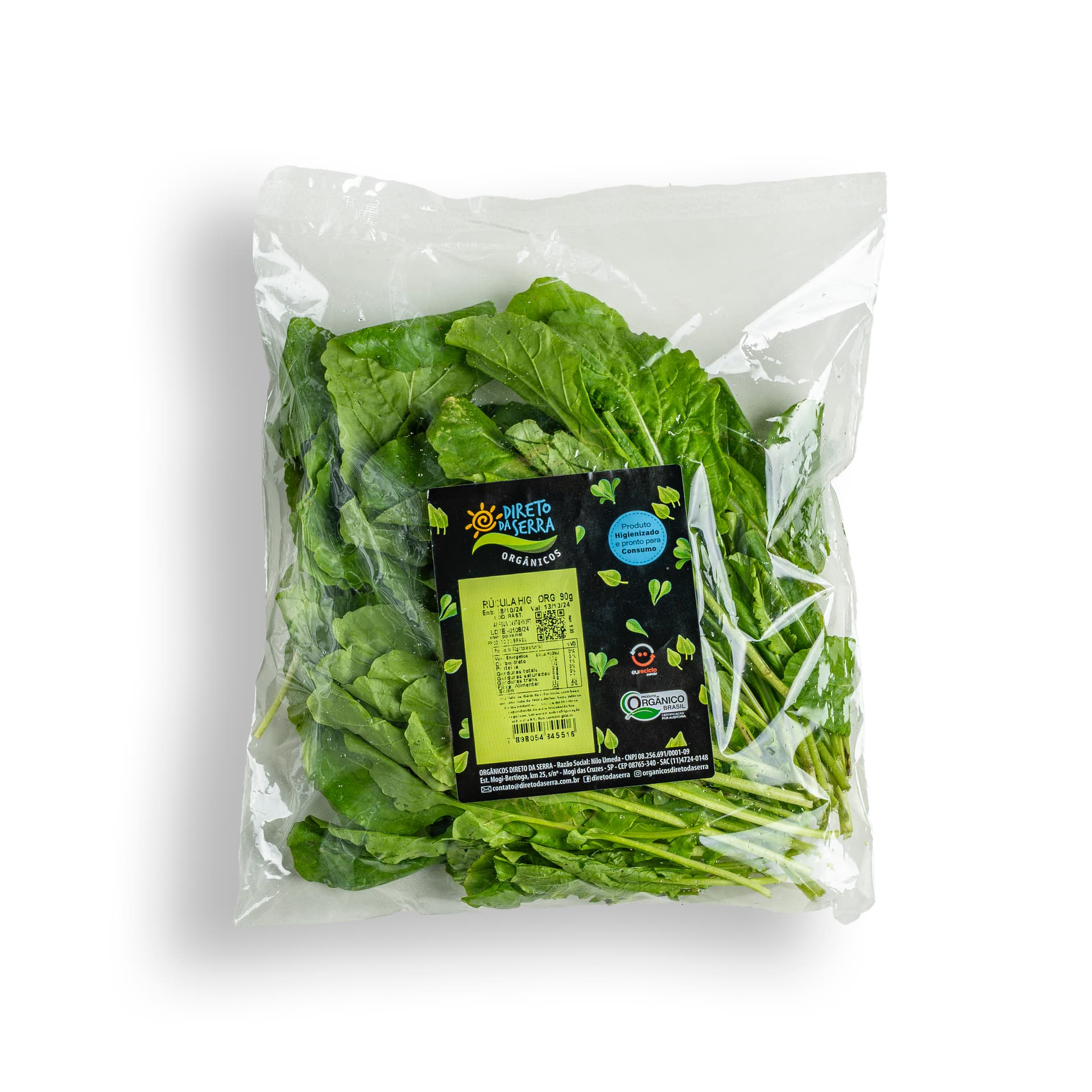 Rúcula Higienizada Orgânica 90g - Direto da Serra