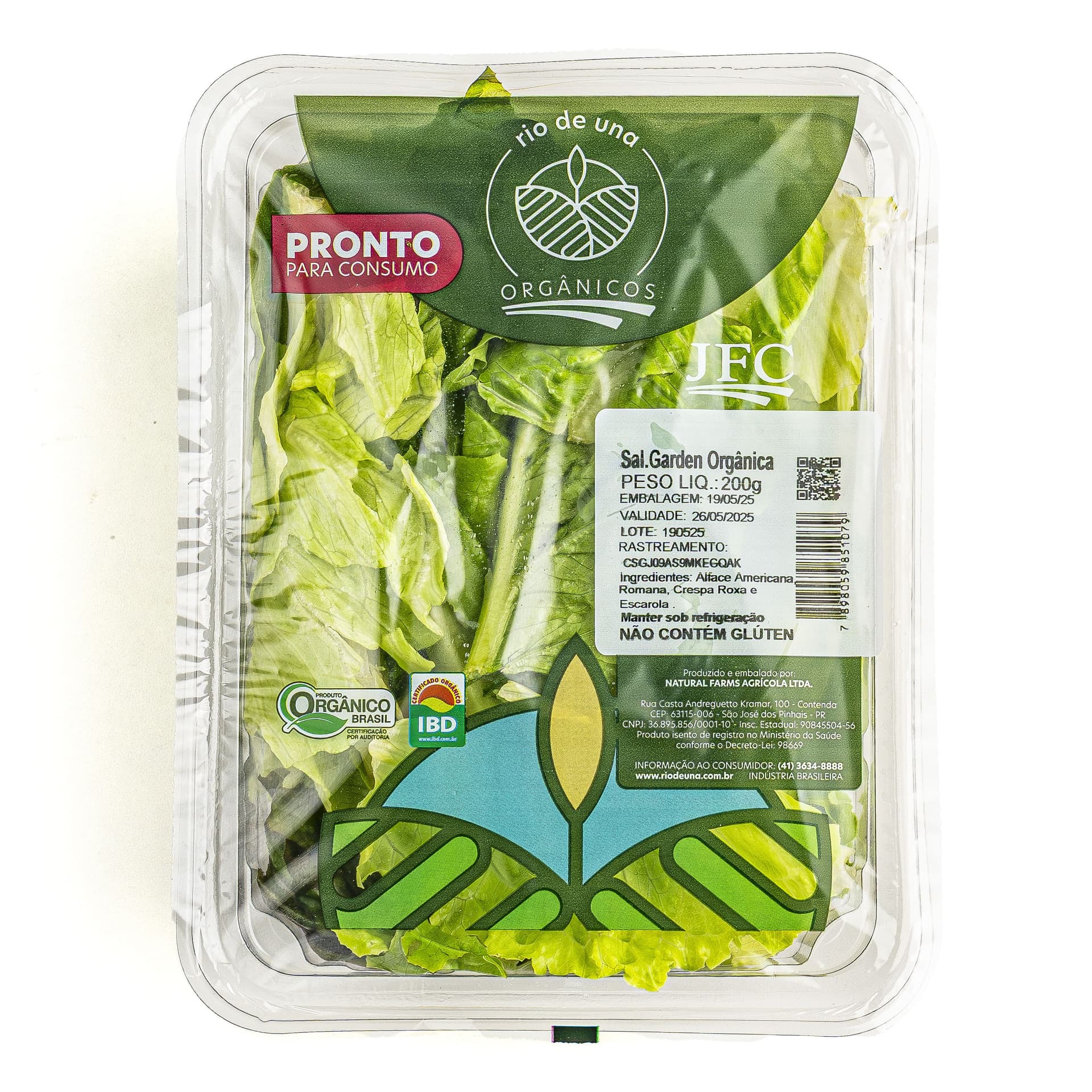 Salada Garden Higienizada Orgânica 200g - Rio de Una