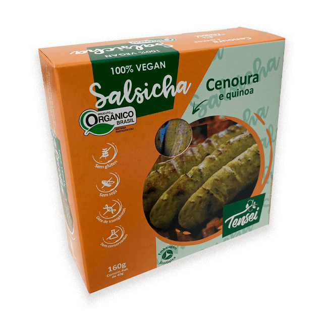 Salsicha Vegetal de Cenoura e Quinoa Orgânico 160g - Tensei