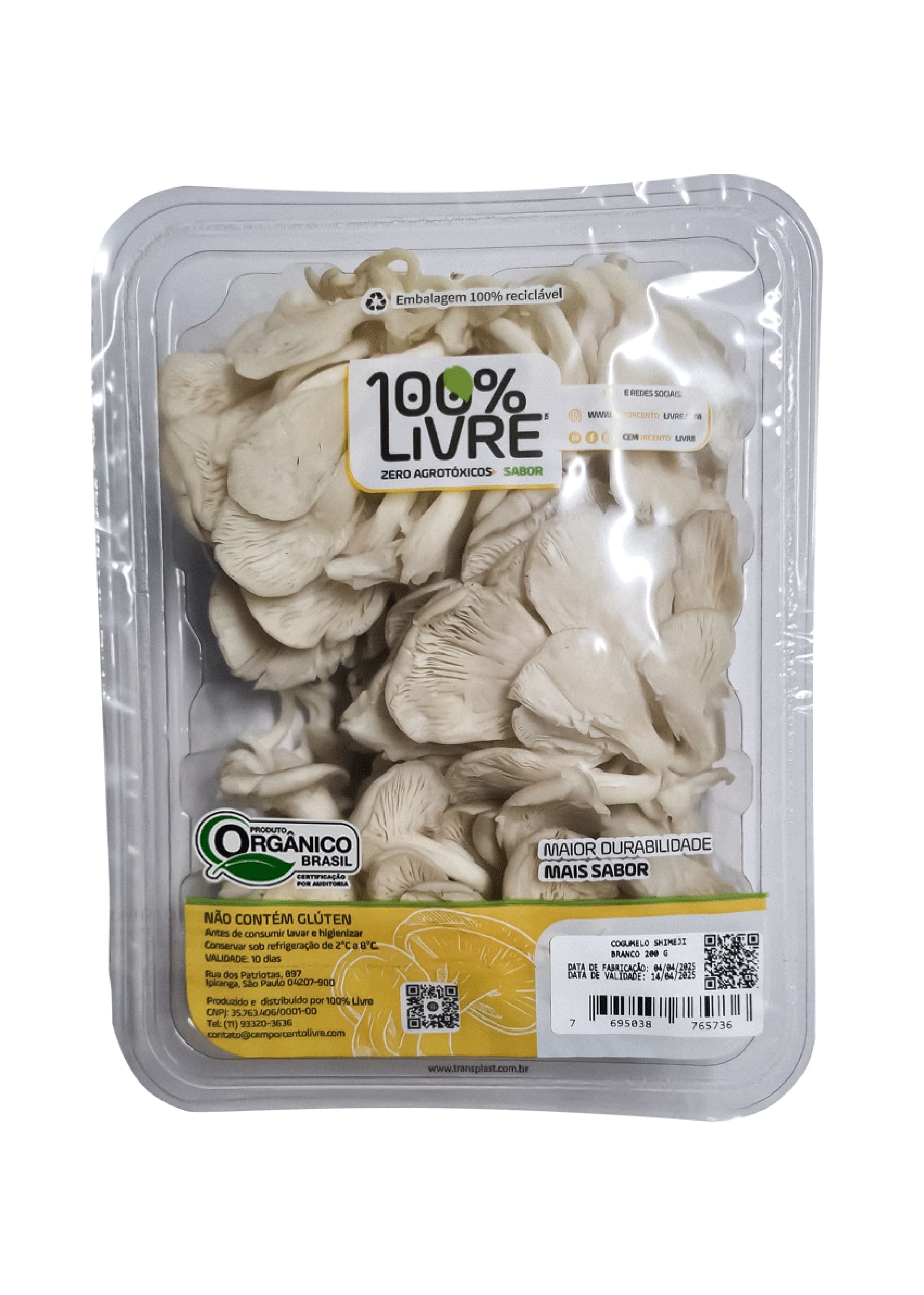 Shimeji Branco Orgânico 200g - 100%Livre