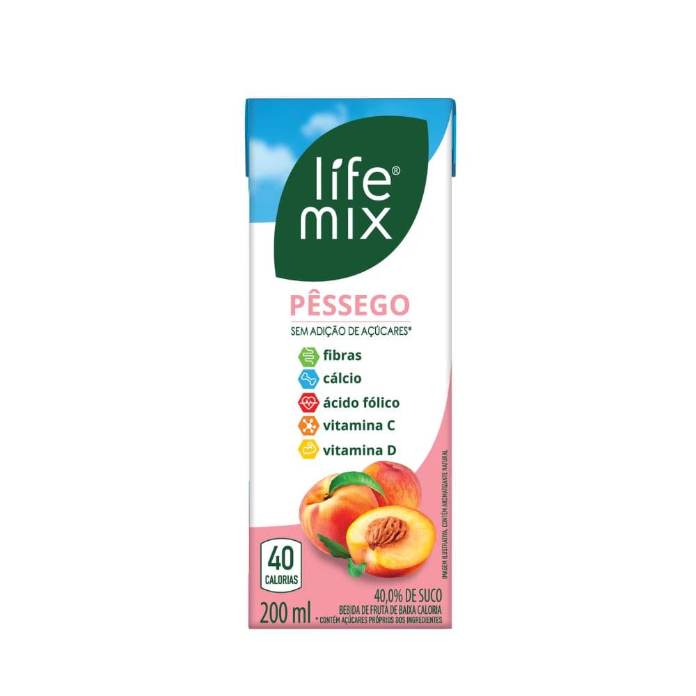Suco de Pêssego Baixa Caloria 200ml - Life Mix