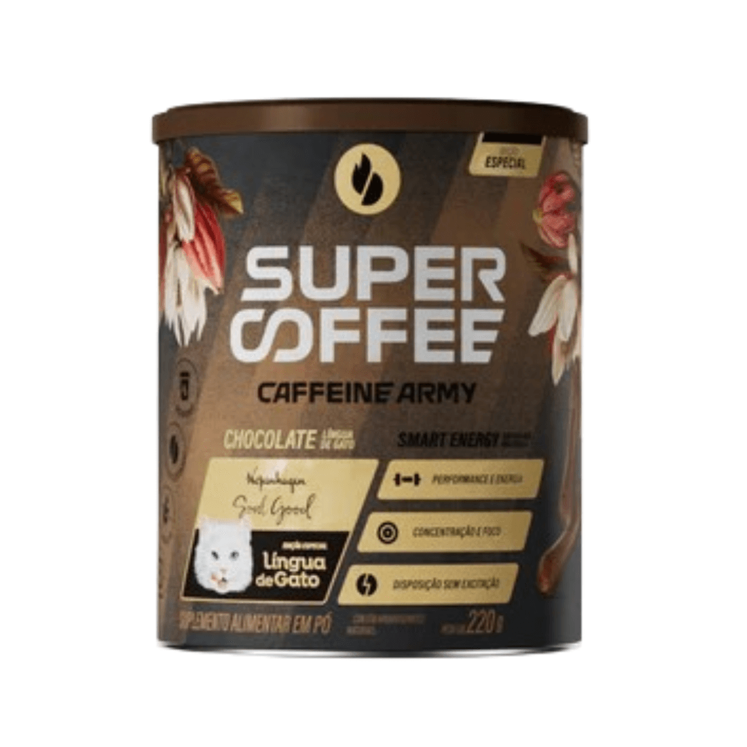 SuperCoffee Sabor Chocolate Língua de Gato 220g - Caffeine Army