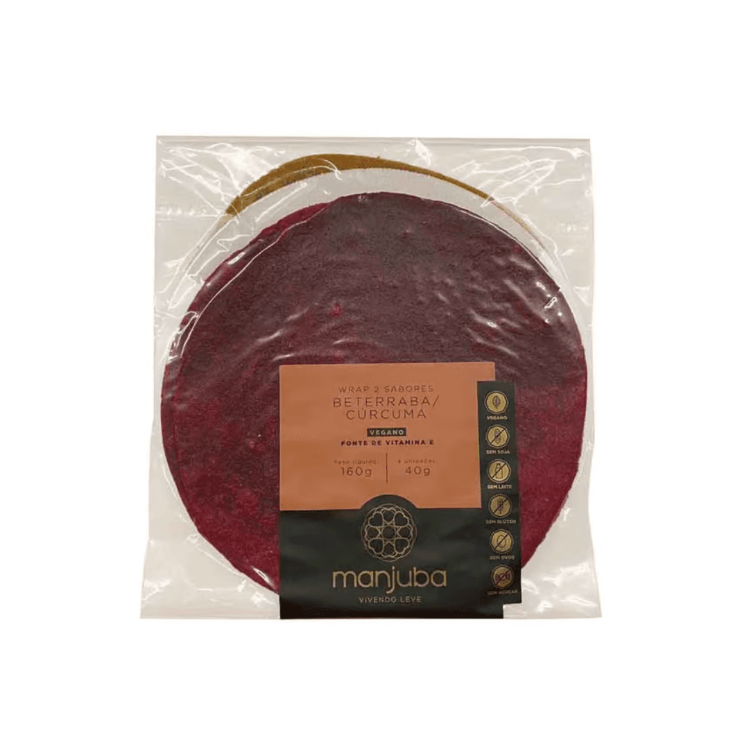 Wrap Sem Glúten 2 Sabores Beterraba e Cúrcuma 160g - Manjuba