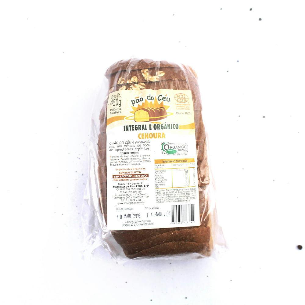 Pão Integral de Cenoura Congelado Orgânico - Pão do Céu